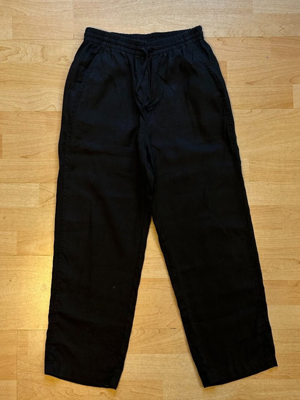 Banana Republic Linen Pull-On Ankle Pant (Black) - size XSP